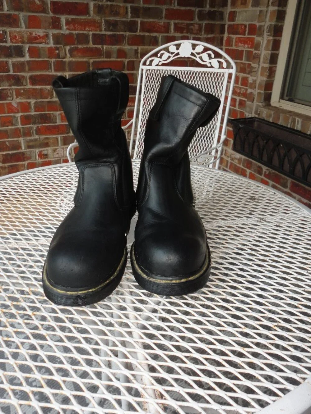 DR MARTENS Black Leather Steel Toe Men's Industrial Work Boots Size 12